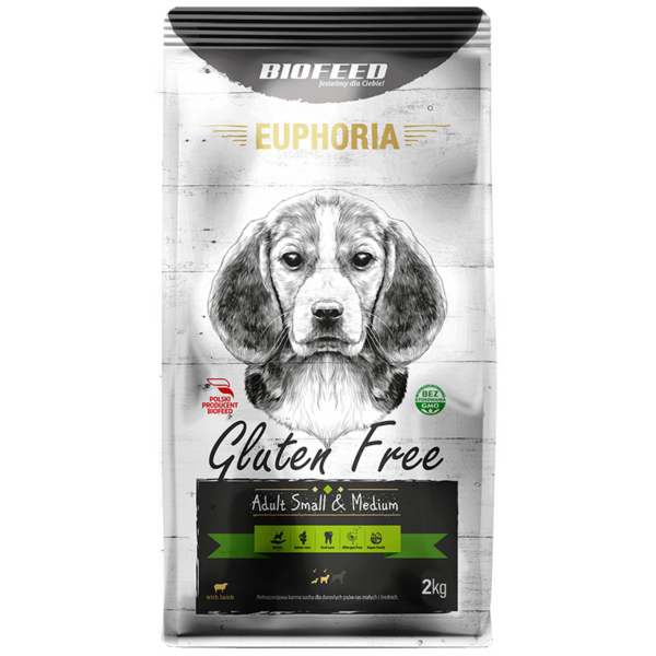 BIOFEED EUPHORIA Gluten Free Small & Medium dla psów małych i średnich ras z jagnięciną 2kg