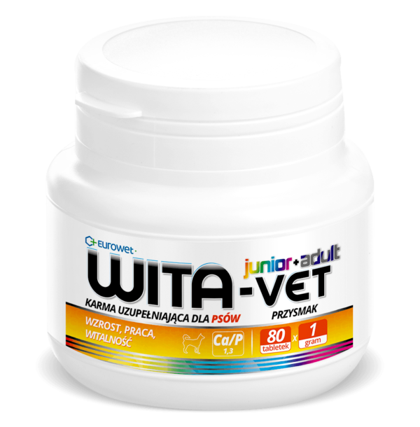 EUROWET Wita-Vet Ca/P=1.3 - suplement z witaminami dla psów 1g 80 tab.