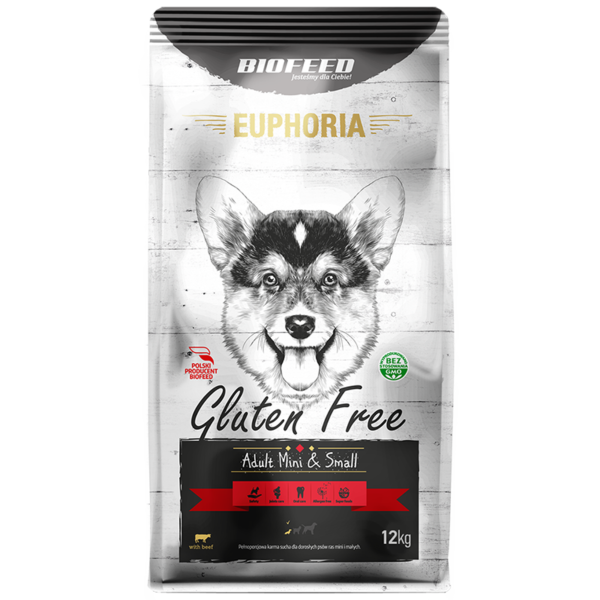 BIOFEED EUPHORIA Gluten Free Mini & Small dla psów mini i małych ras z wołowiną 12kg